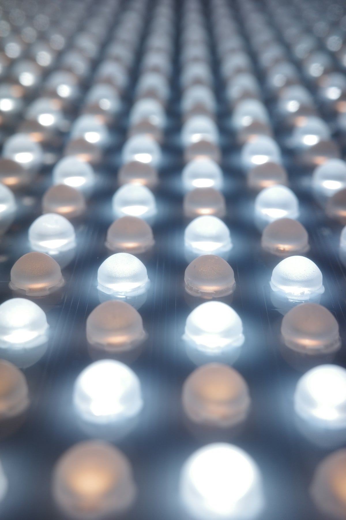 Rows of illuminated led lights in a grid pattern