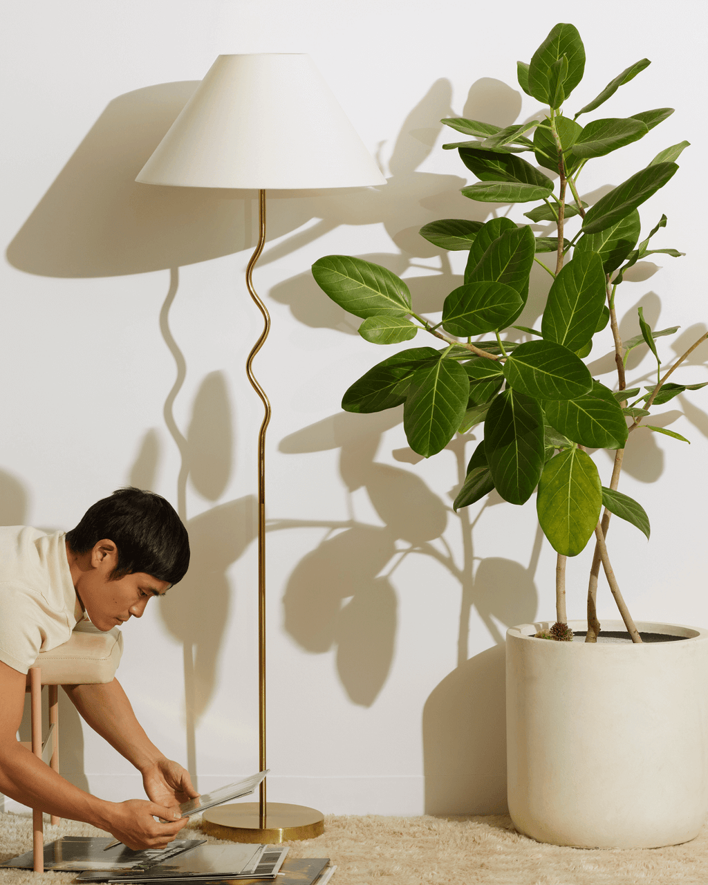 Squiggle Floor Lamp - Smart Ambient Lighting Comfort (Floor Lamp, Living Room Light, Modern Stand Light)